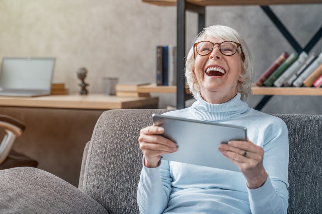 Senior enjoying online interaction