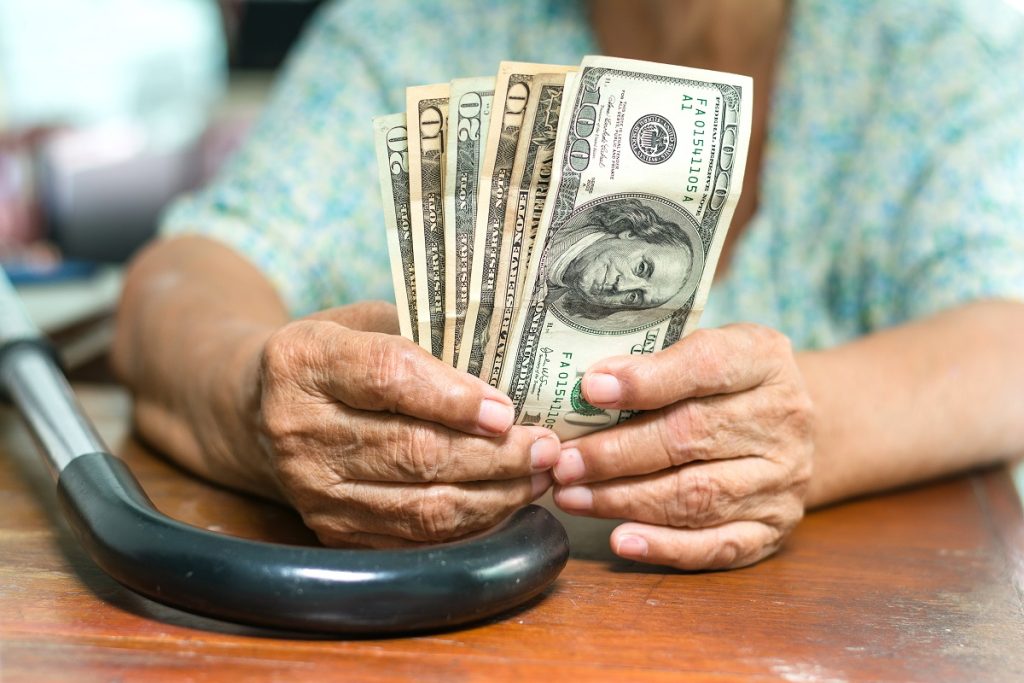 Senior enjoying savings