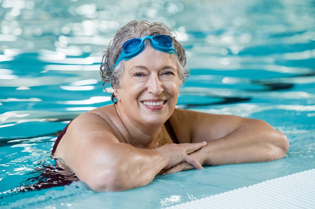 Senior at pool