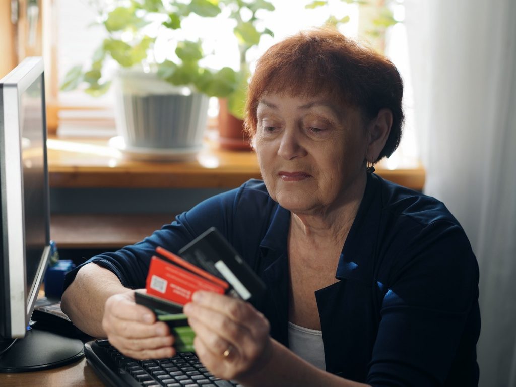 Senior using credit cards