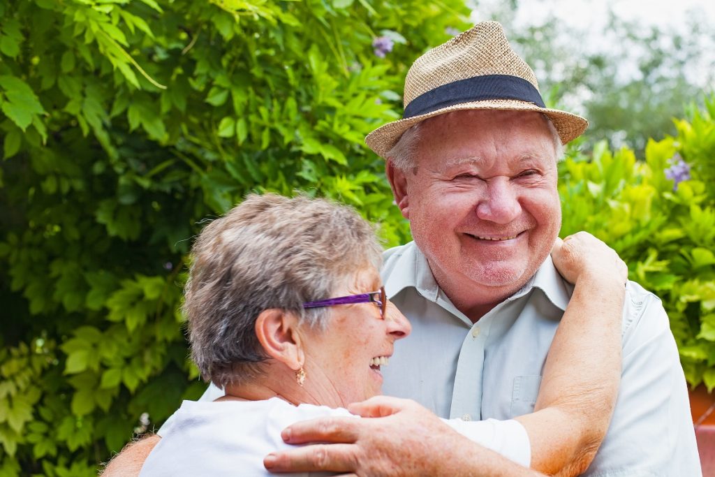 Couple enjoying the garden