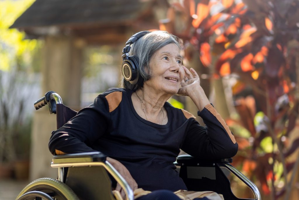 Senior enoying the outdoors in the garden