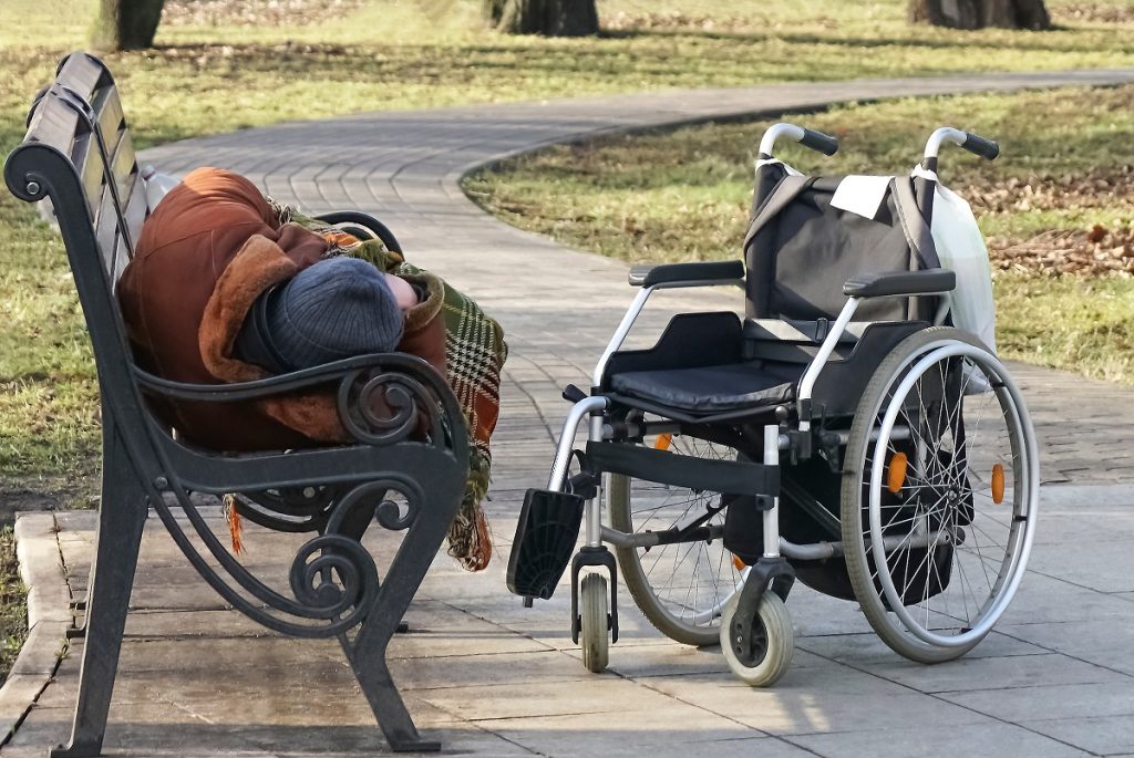 Disabled homelss man
