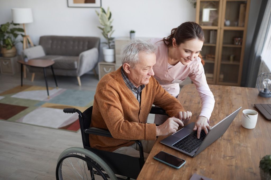 Man getting help to pay bills