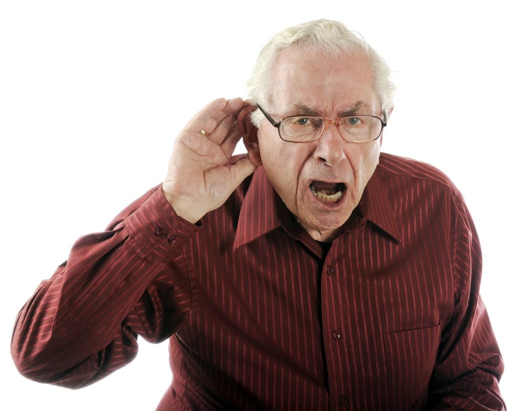 Angry old man trying to hear